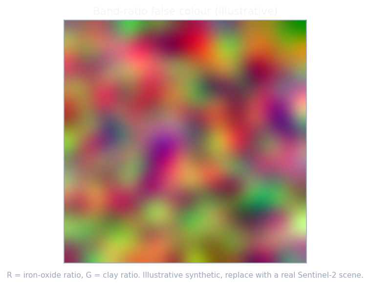 An illustrative synthetic band-ratio false-colour image
